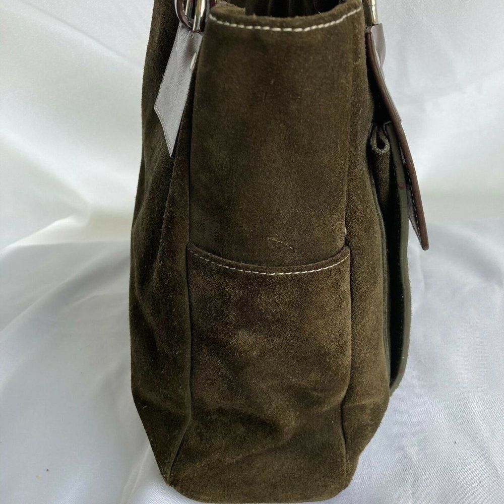 Suede Tote Ralph Lauren Styled Equestrian Quiet Luxury Olive Bag - Picture 4 of 10